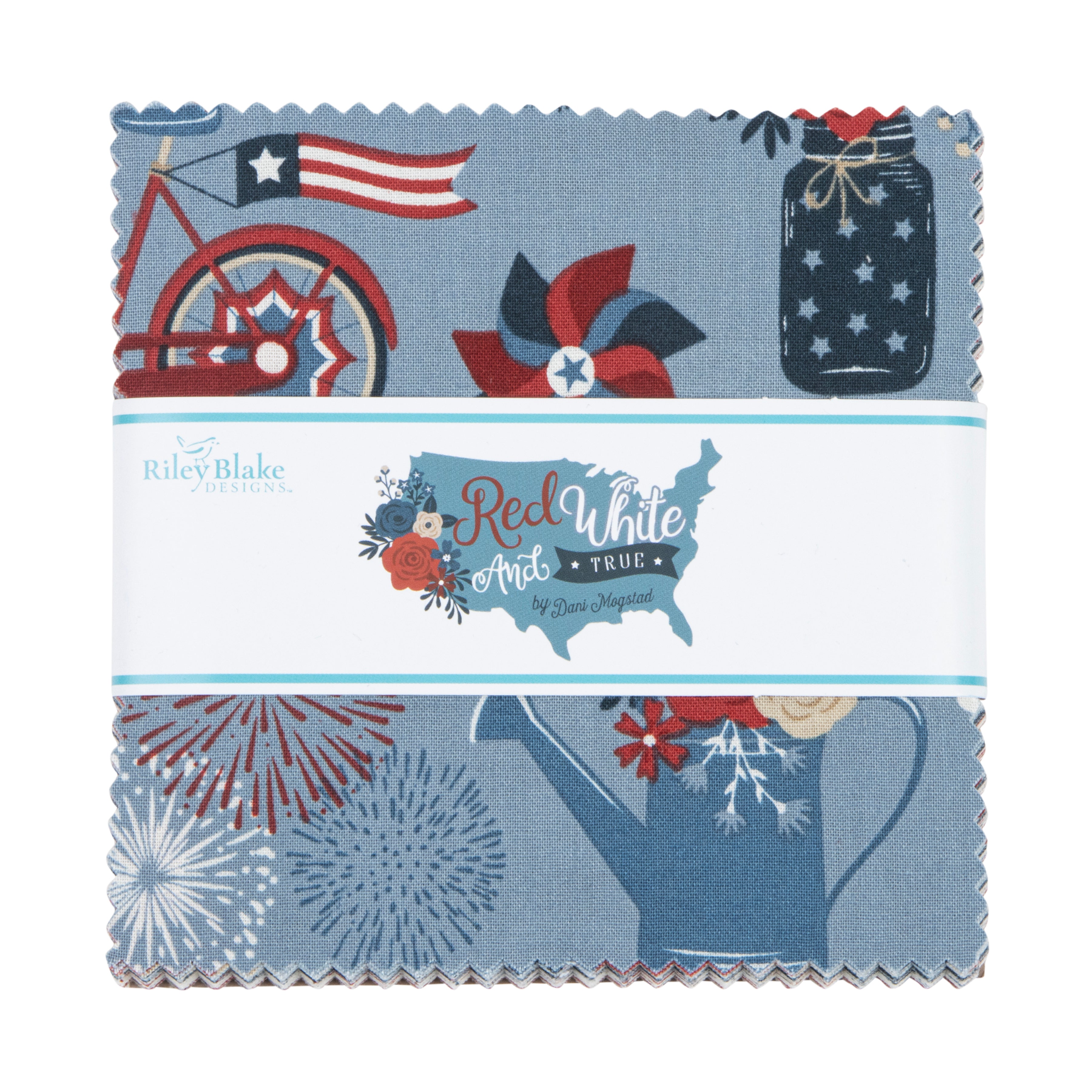 Red, White & True | 5-inch Charm Pack by Dani Mogstad for Riley Blake | 42pcs