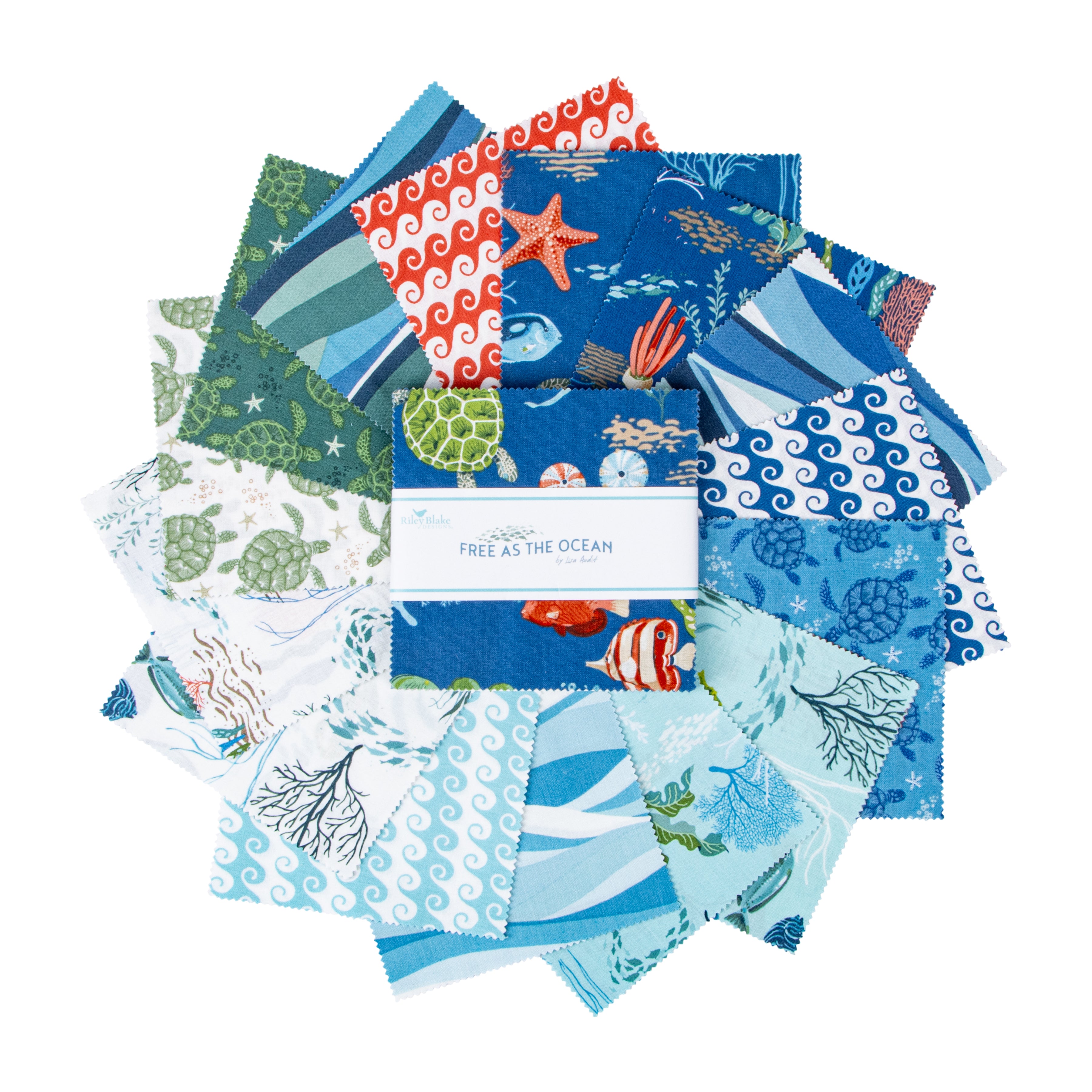 Free as the Ocean | 5" Charm Pack by Lisa Audit for Riley Blake | 42 pcs