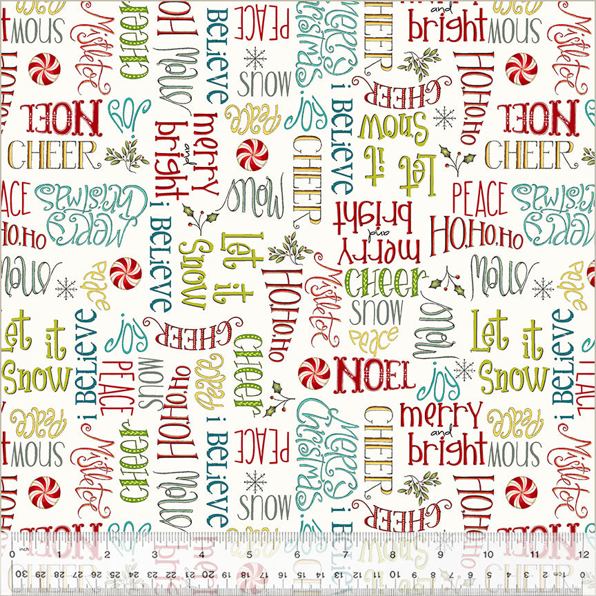 A Very Terri Christmas | Season's Greetings - Ivory by Terri Degenkolb for Windham Fabrics | 54103-4