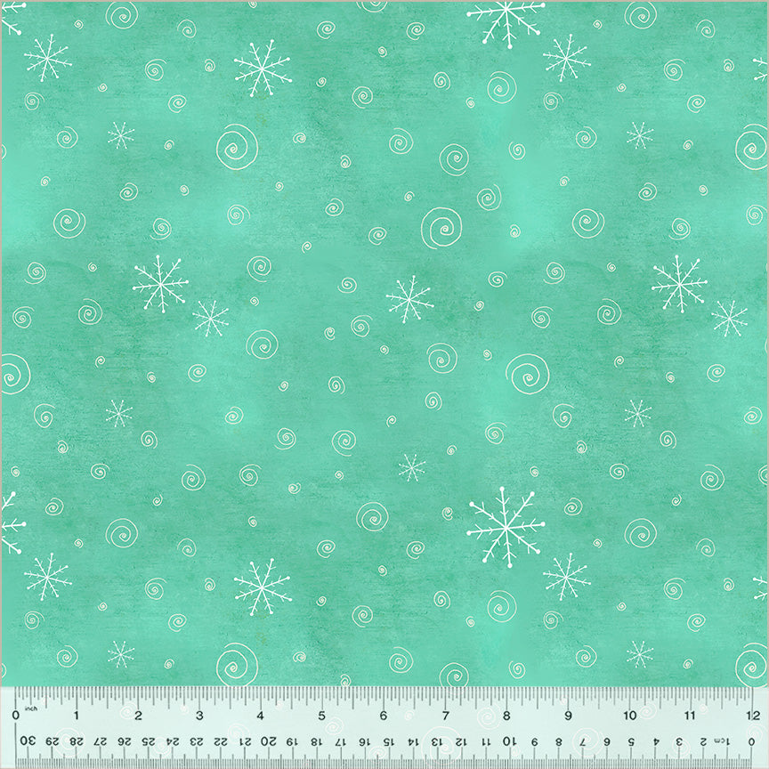 A Very Terri Christmas | Snow Flurries - Turquoise by Terri Degenkolb for Windham Fabrics | 54104-10