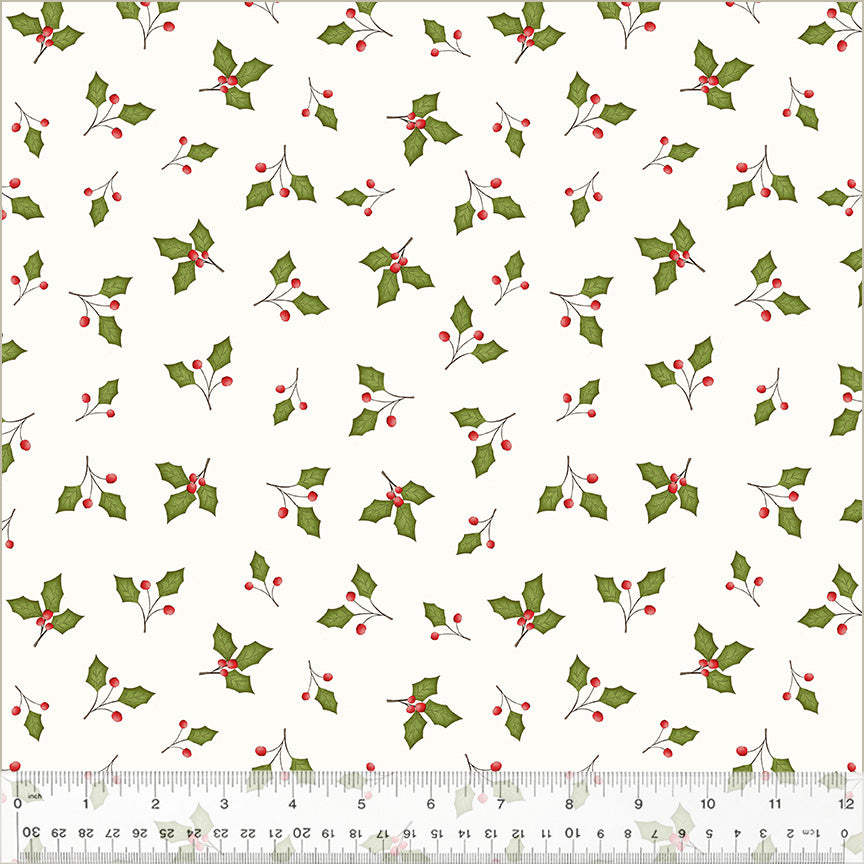 A Very Terri Christmas | Holly Leaves - Ivory by Terri Degenkolb for Windham Fabrics | 54106-11