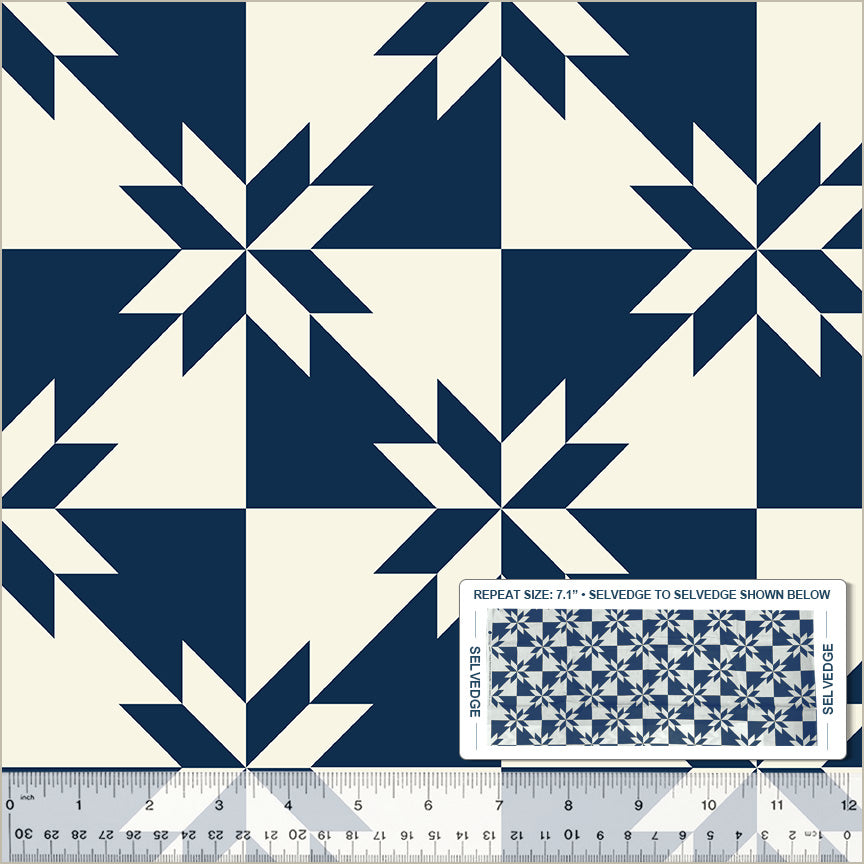 Perfect Points | Indigo Hunter's Star by Whistler Studios for Windham Fabrics | Cheater Print