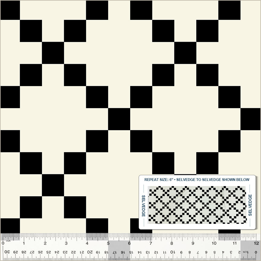 Perfect Points | Black & White Nine Patch by Whistler Studios for Windham Fabrics | Cheater Print