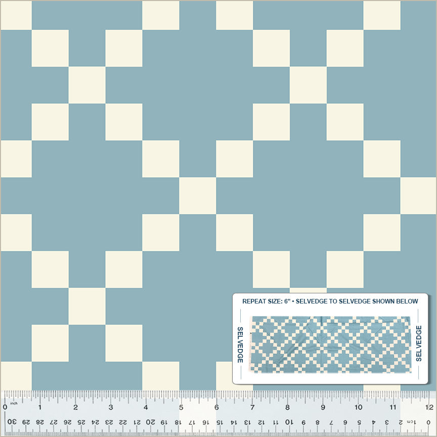 Perfect Points | Blue Nine Patch by Whistler Studios for Windham Fabrics | Cheater Print