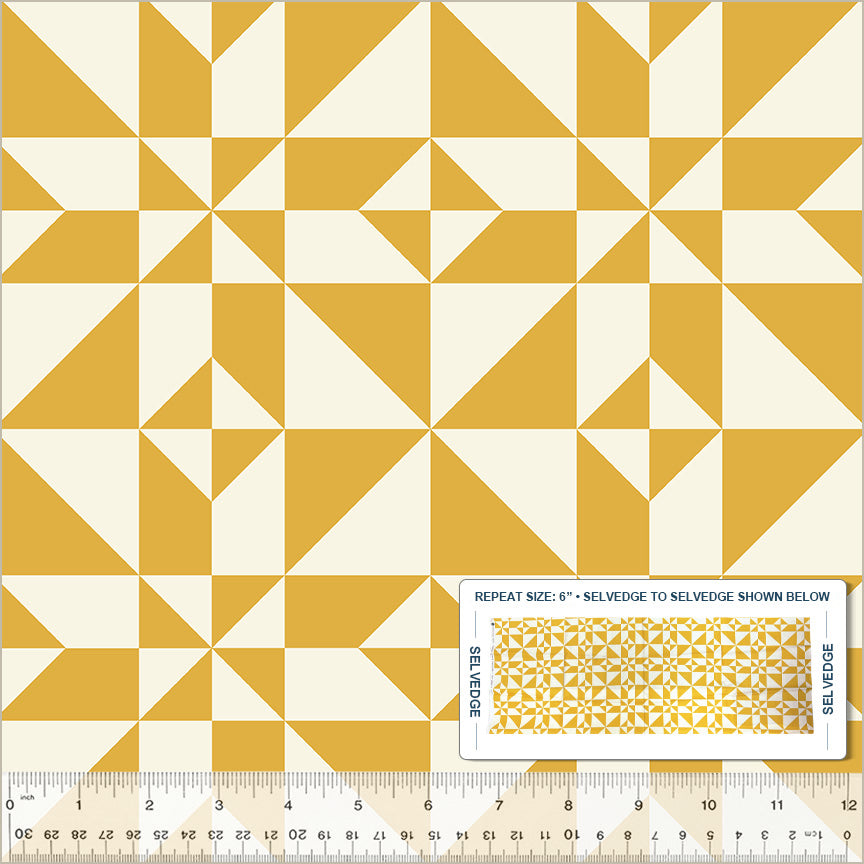 Perfect Points | Yellow Windham Star by Whistler Studios for Windham Fabrics | Cheater Print