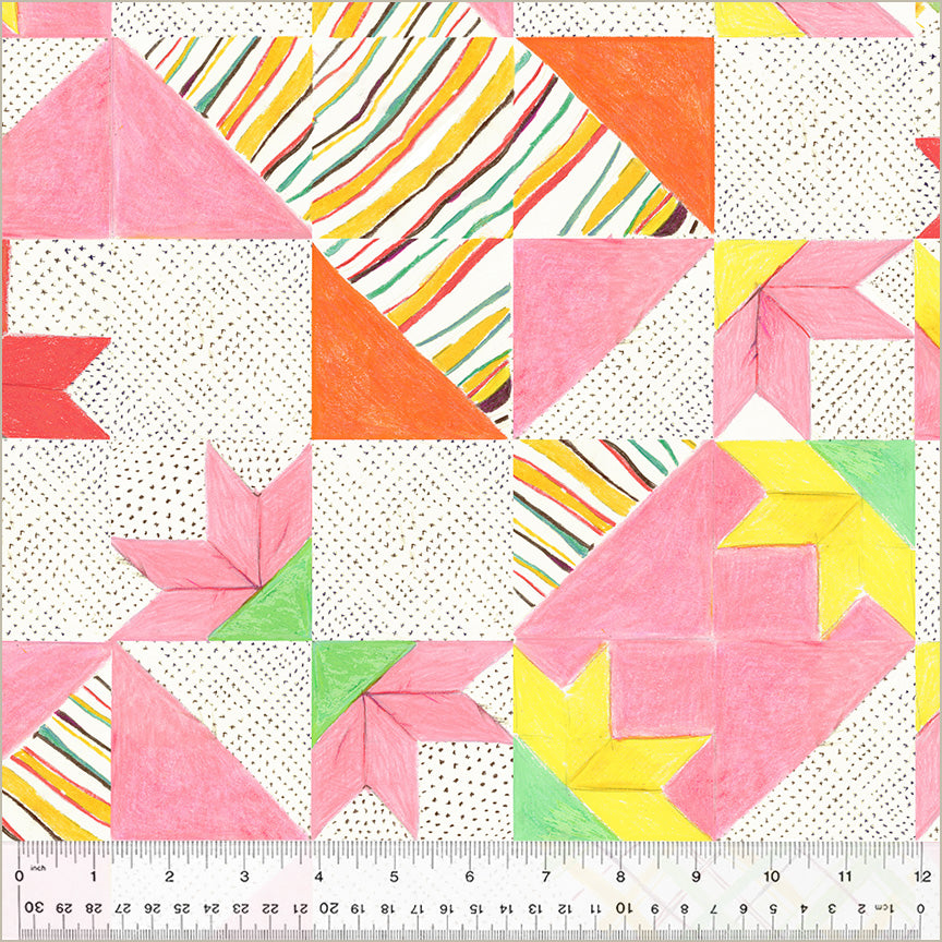 Heather Ross by Hand | Bee's Quilt - White by Heather Ross for Windham | 54248D-1