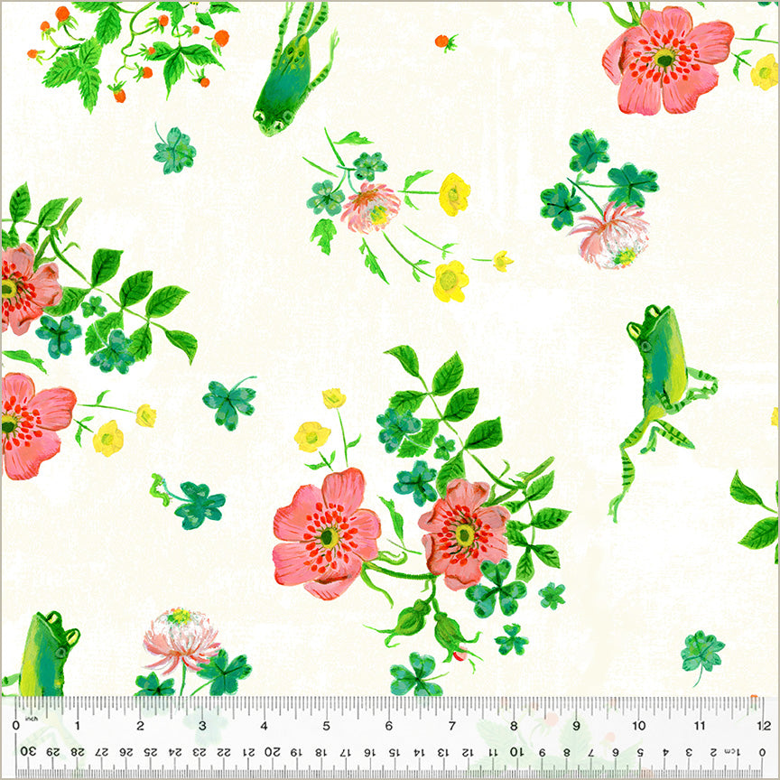 Heather Ross by Hand | Frog Spring - White by Heather Ross for Windham | 54249D-1