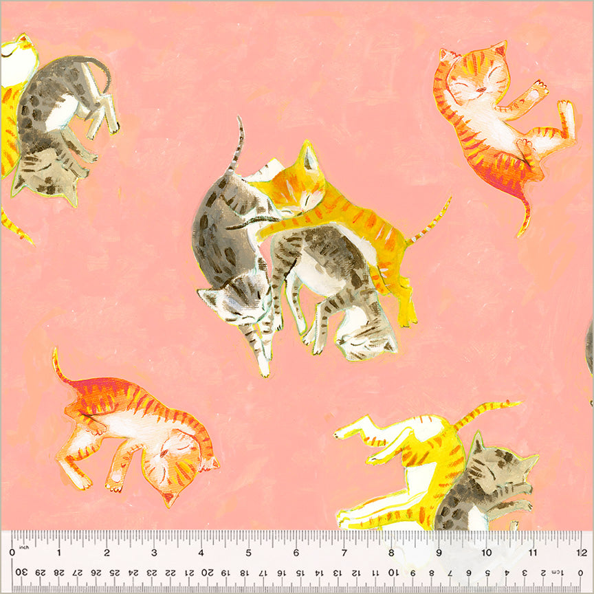 Heather Ross by Hand | Barn Kittens - Salmon by Heather Ross for Windham | 54251D-3