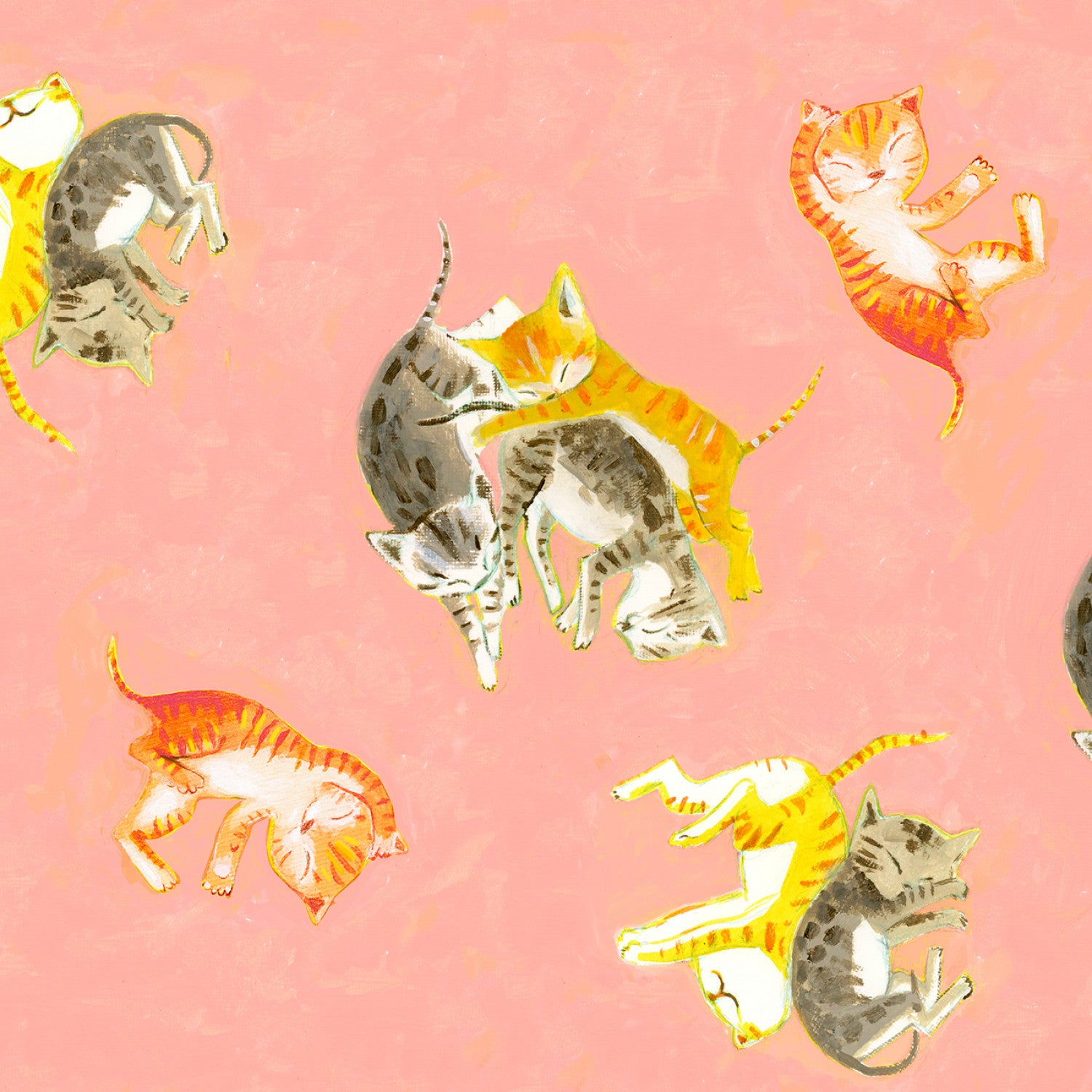 Heather Ross by Hand | Barn Kittens - Salmon by Heather Ross for Windham | 54251D-3