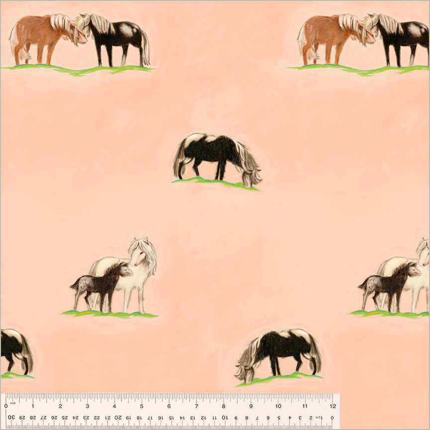 Heather Ross by Hand | Ponies - Peach by Heather Ross for Windham | 54253D-4