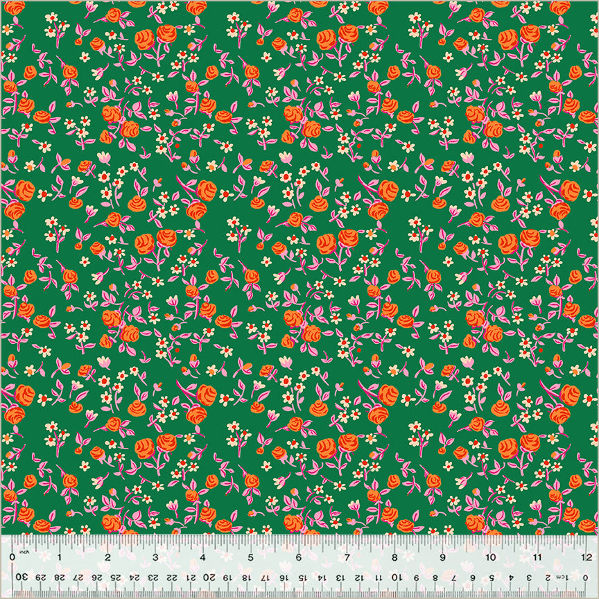 Heather Ross by Hand | Mousy Floral - Emerald by Heather Ross for Windham | 54255D-8