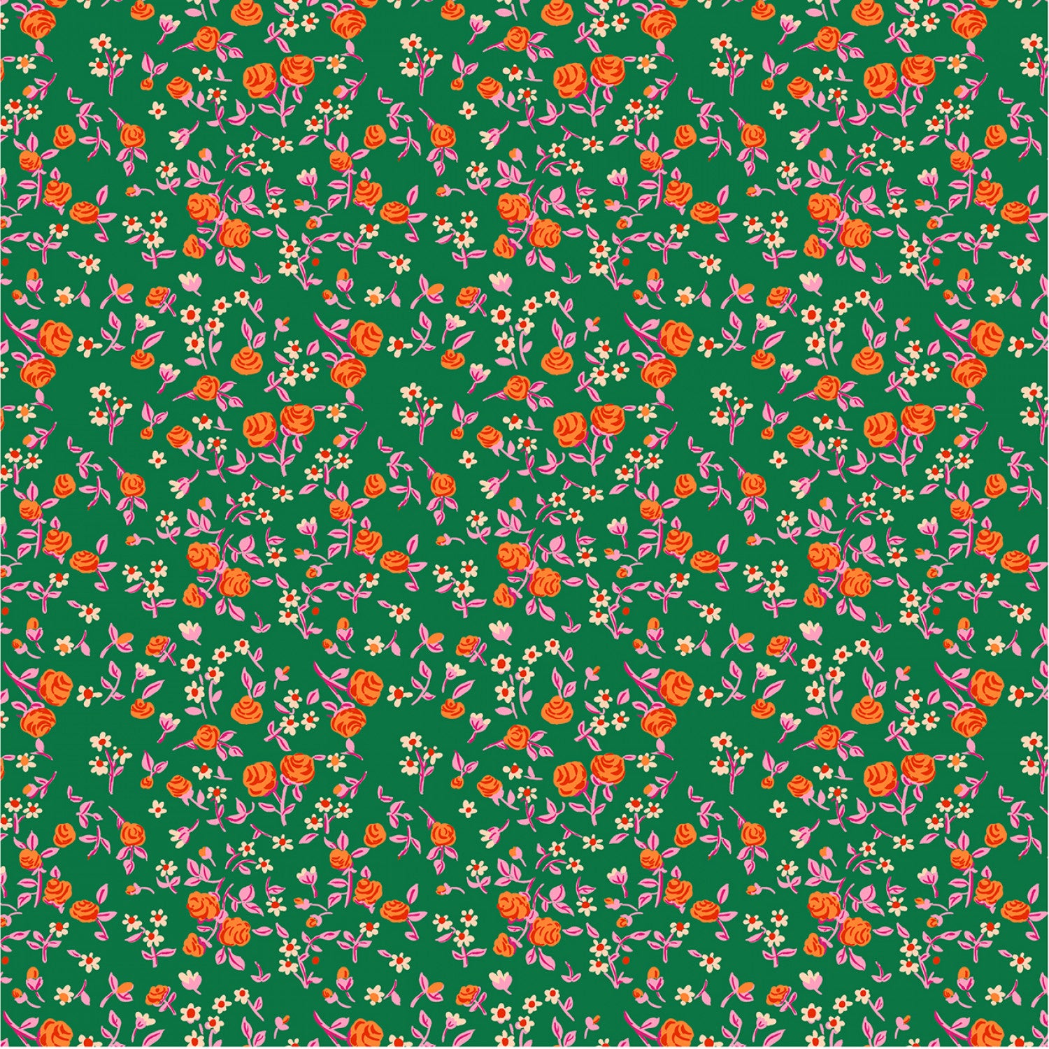 Heather Ross by Hand | Mousy Floral - Emerald by Heather Ross for Windham | 54255D-8