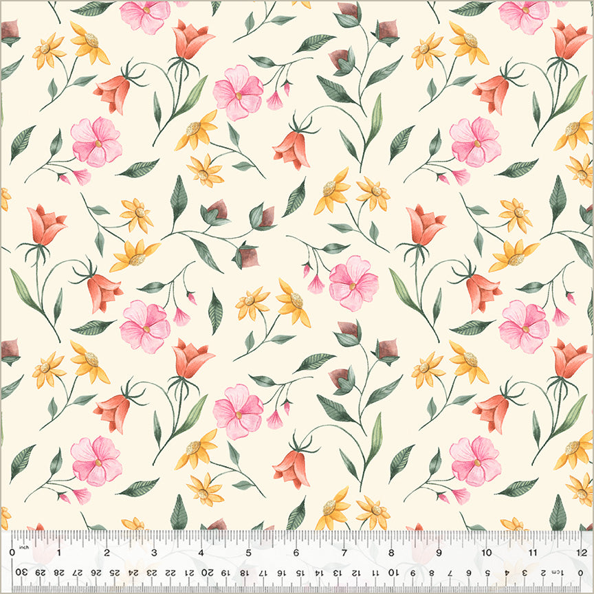 Petal Pixies | Pretty Sprigs - Ivory by Whistler Studios for Windham Fabrics | 54277-3