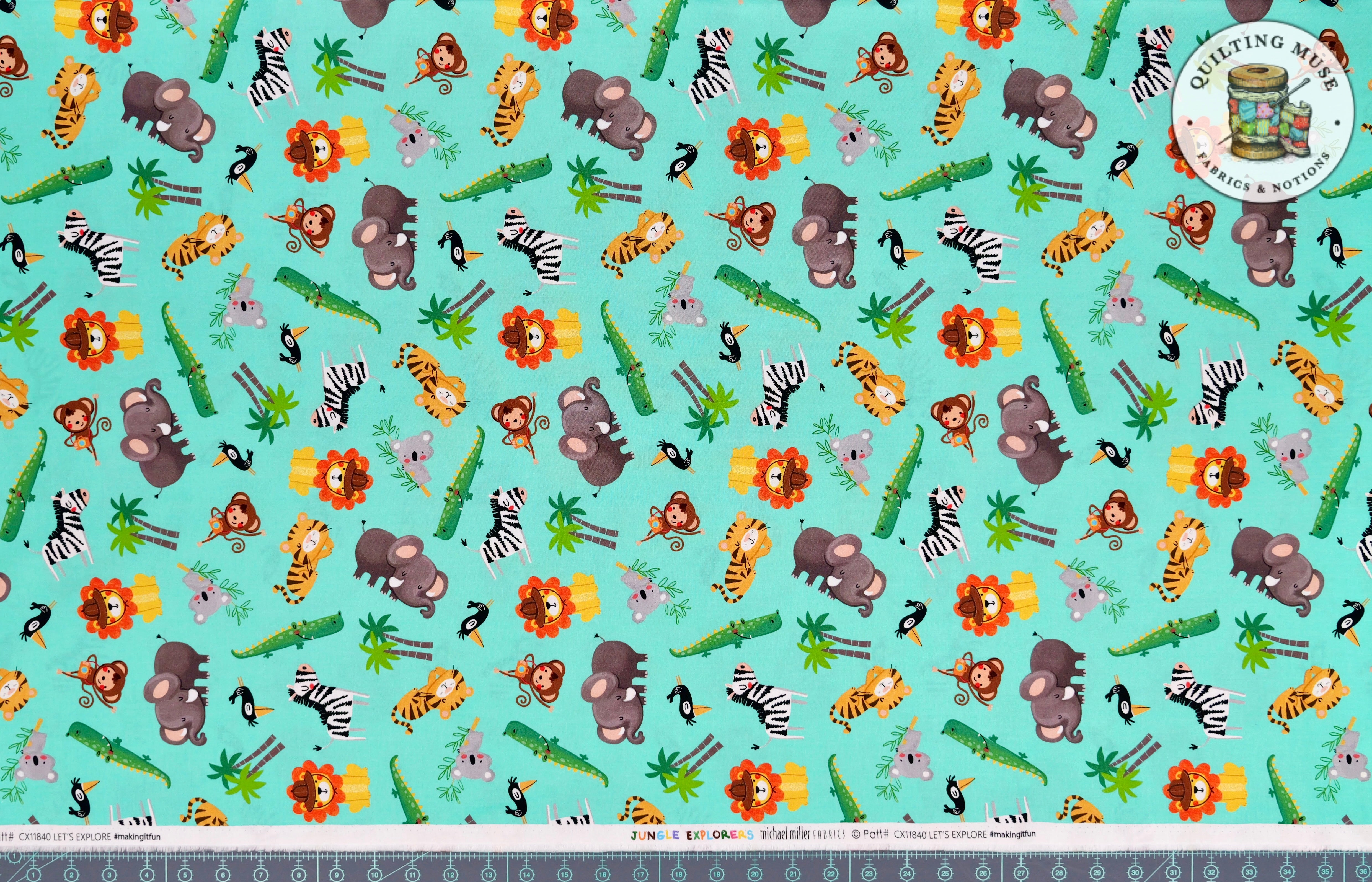 Jungle Explorers | Let's Explore Turquoise by Michael Miller Fabrics