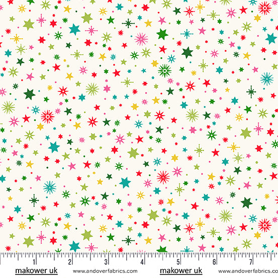 Christmas Brights | White Starlight by Makower UK for Andover Fabrics | MU-022-W