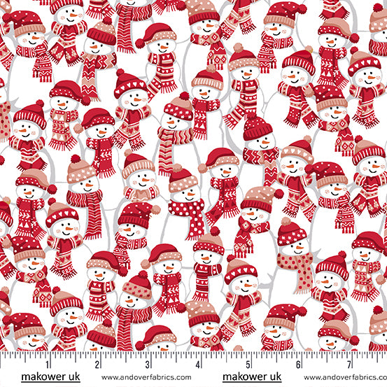 Christmas Wishes | Frosty Fellows Red by Makower UK for Andover Fabrics | MU-035-R