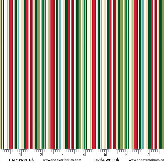 Christmas Wishes | Multi Stripe by Makower UK for Andover Fabrics | MU-037-1