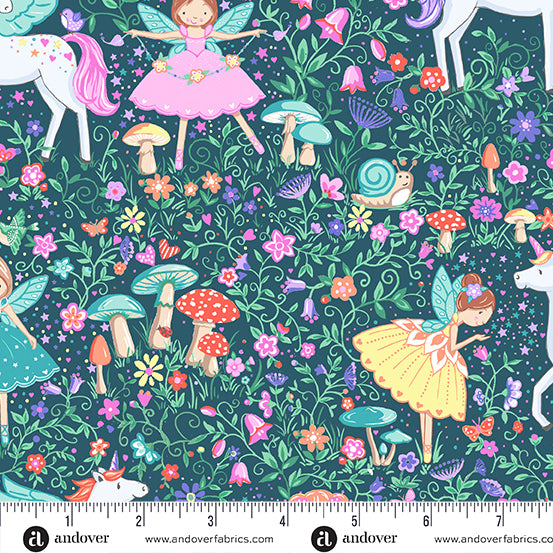 Fairy Dust | Teal Magic Garden by Makower UK for Andover Fabrics | MU-049-T