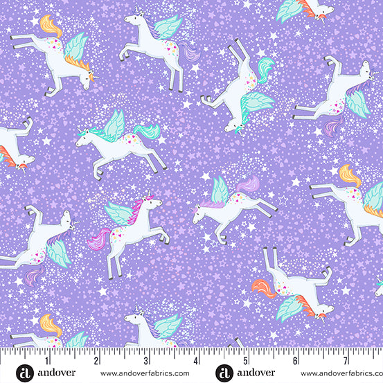 Fairy Dust | Lilac Unicorn by Makower UK for Andover Fabrics | MU-050-L