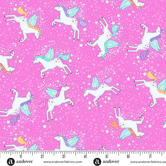 Fairy Dust | Pink Unicorn by Makower UK for Andover Fabrics | MU-050-P