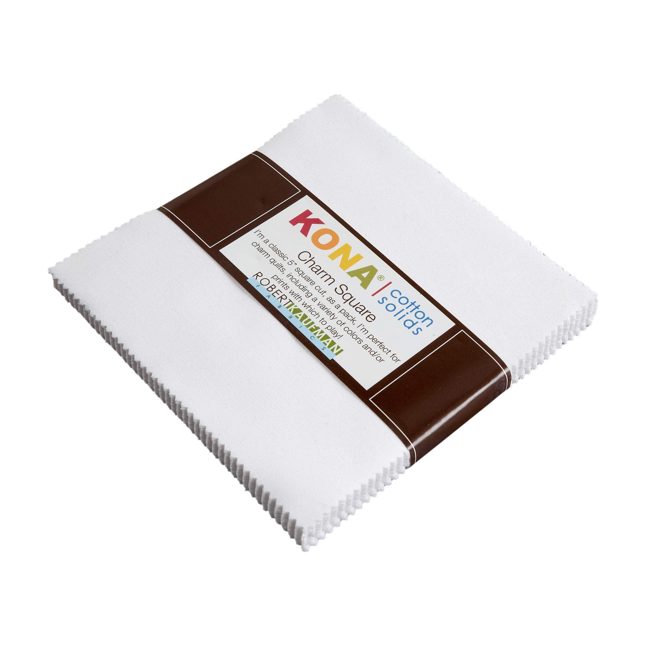 5in Squares Kona Solids White Colorway 42Pcs