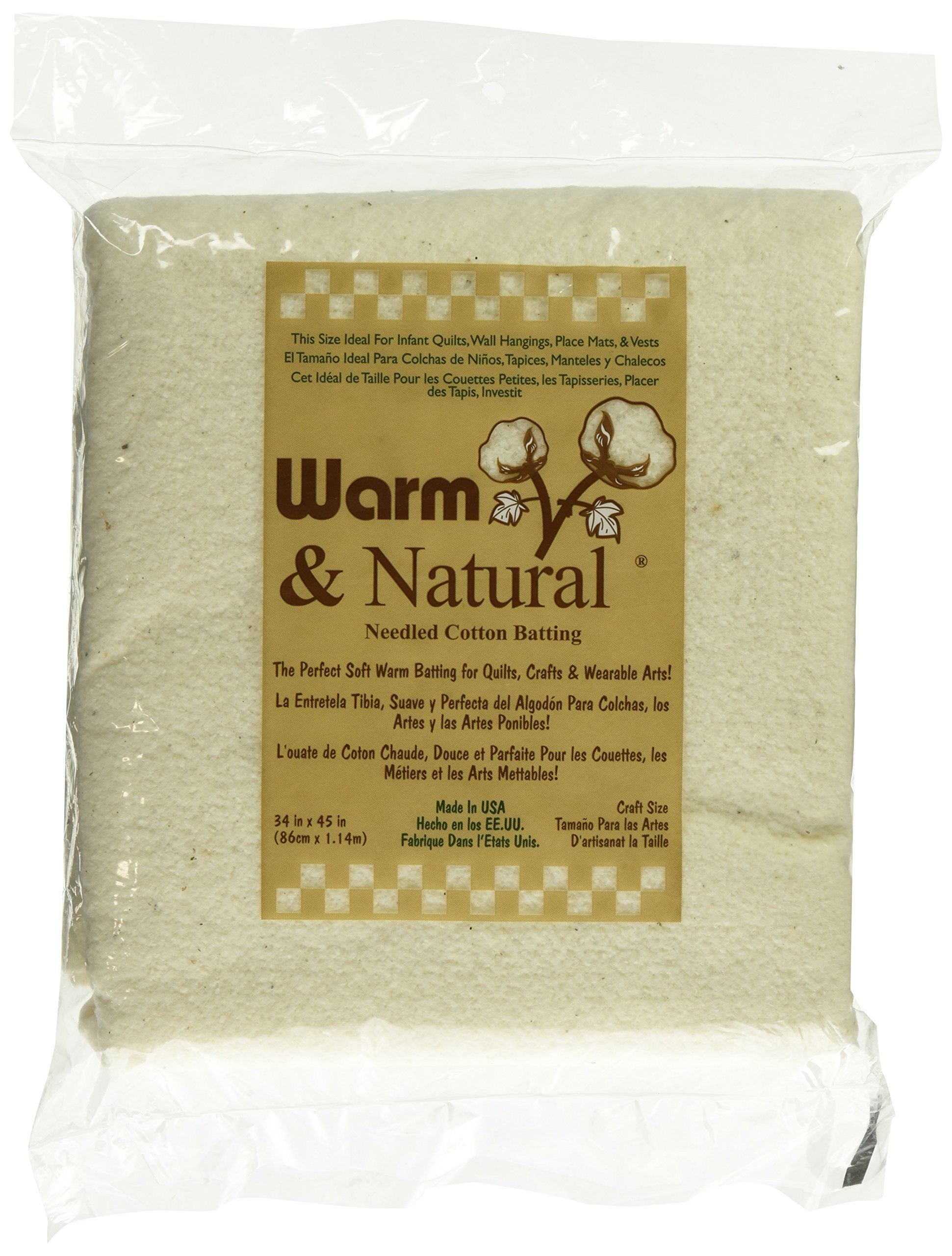 Warm & Natural Cotton Batting-Craft Size 34"X45"