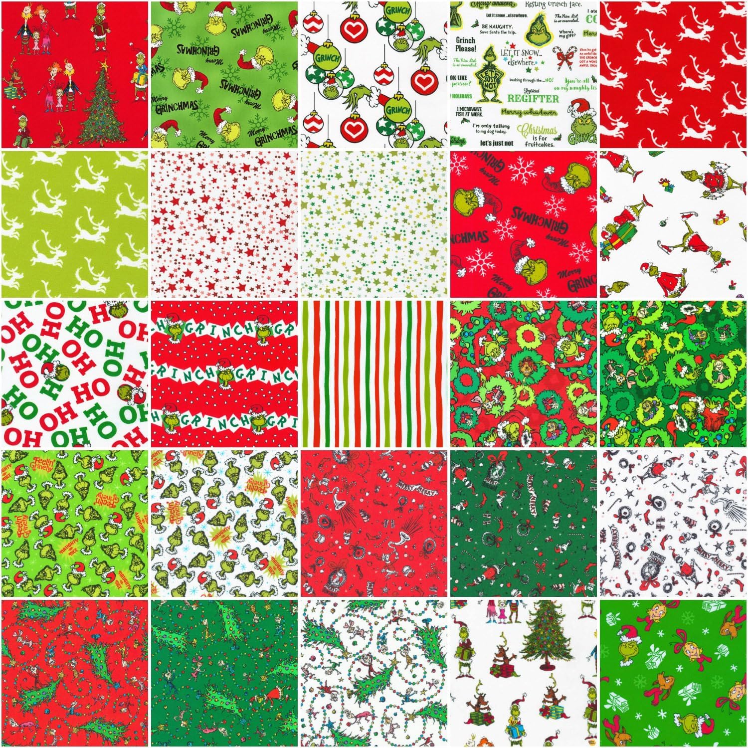 How the Grinch Stole X-Mas | Fat Quarter Bundle by Dr. Seuss for Robert Kaufman | 25pc