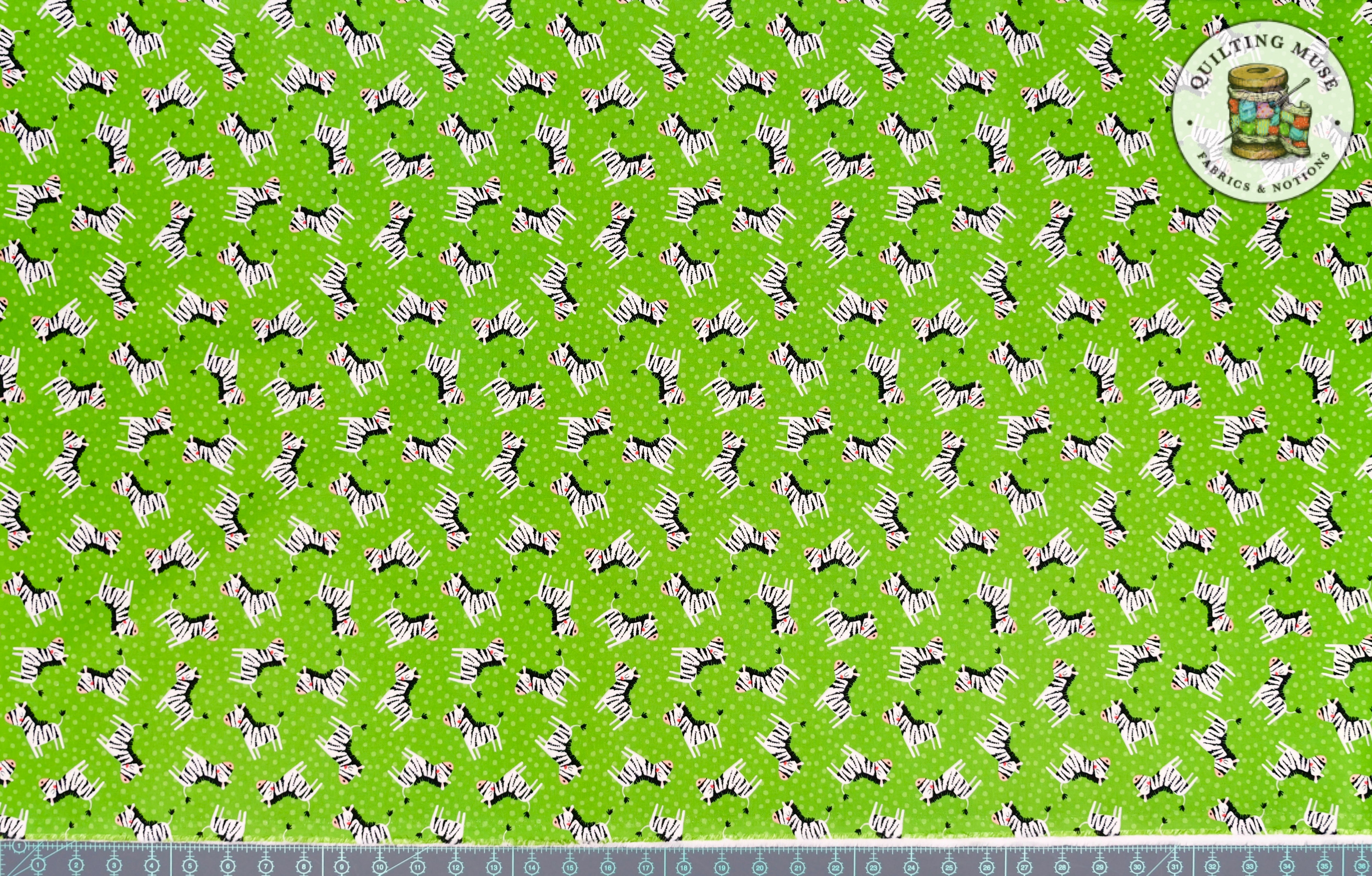 Jungle Explorers | Zingy Zebras Green by Michael Miller Fabrics