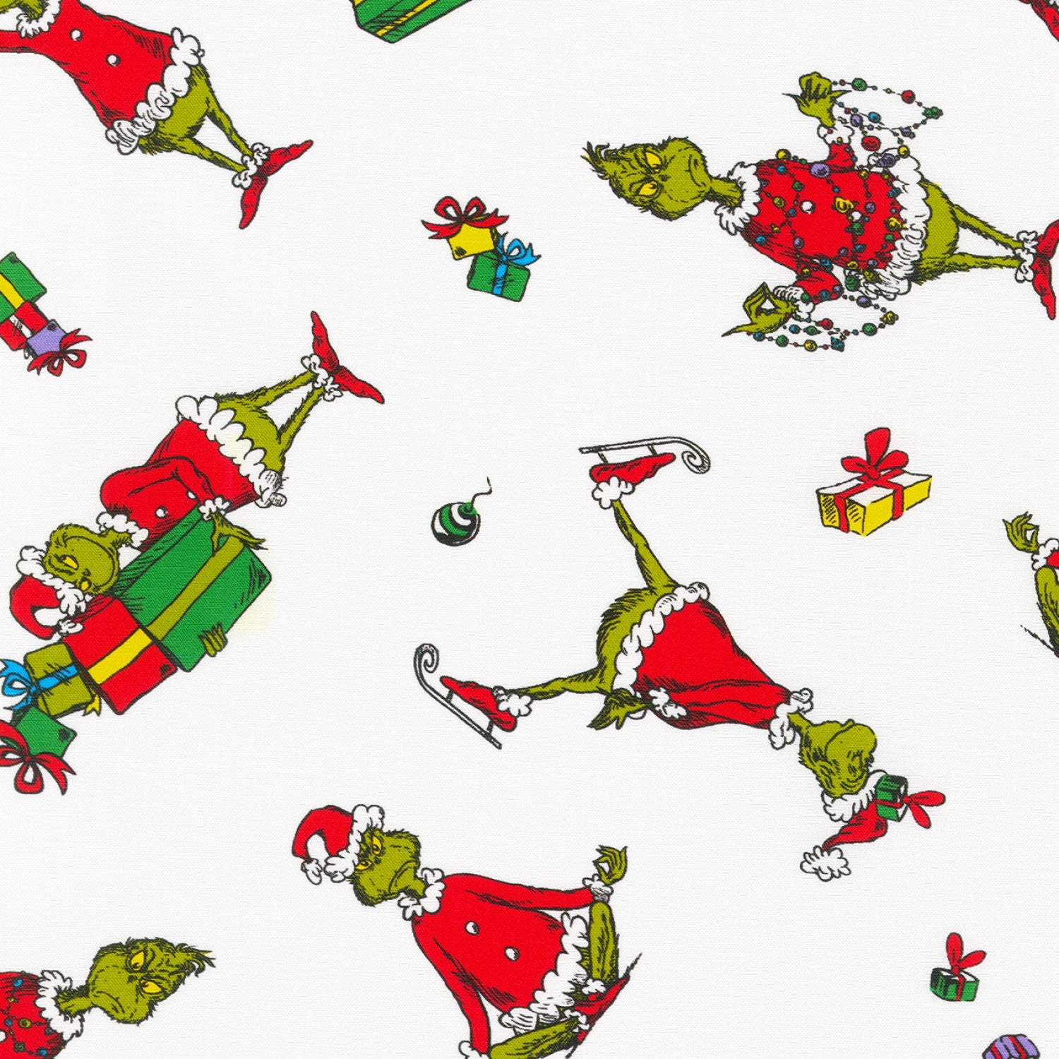 How the Grinch Stole X-Mas | Grinch White by Dr. Seuss for Robert Kaufman | ADE-20996-223