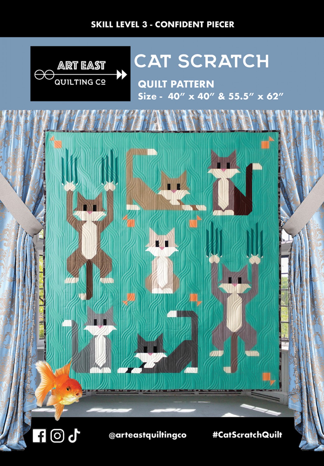 Cat Scratch Quilt Pattern by Tula Pink | Baby & Throw Sizes | Art East Quilting Co.