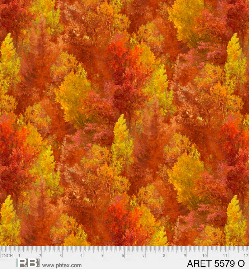 Autumn Retreat | Tree Texture Orange by Abraham Hunter for P&B Textiles | ARET05579-O