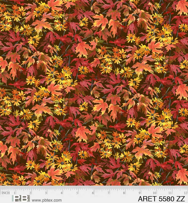 Autumn Retreat | Tossed Leaves Dark Brown by Abraham Hunter for P&B Textiles | ARET05580-ZZ