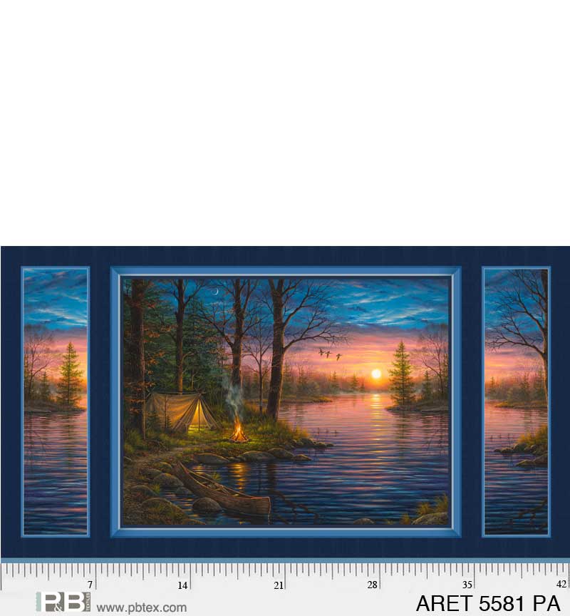 Autumn Retreat | By the Lake 24" Panel by Abraham Hunter for P&B Textiles | ARET05581-PA