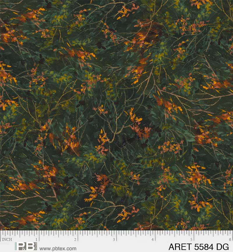 Autumn Retreat | Leafy Texture Dark Green by Abraham Hunter for P&B Textiles | ARET05584-DG