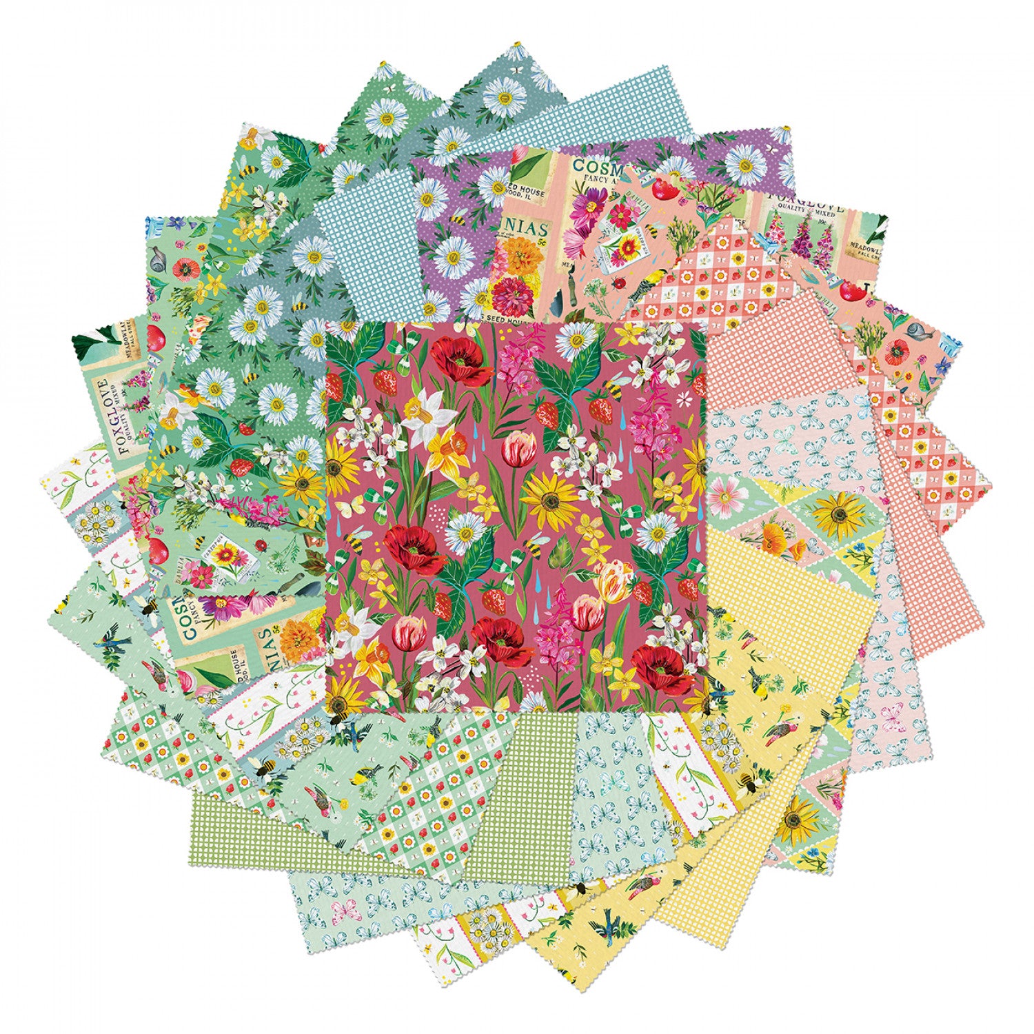 A Wildflower Heart | 10" Square Pack by Katie Daisy for Benartex | 42 pcs