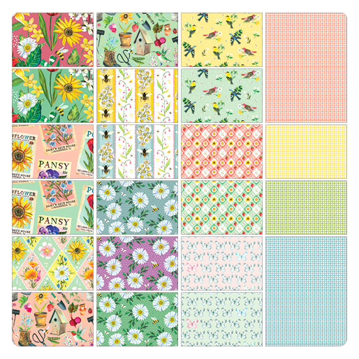 A Wildflower Heart | 10" Square Pack by Katie Daisy for Benartex | 42 pcs