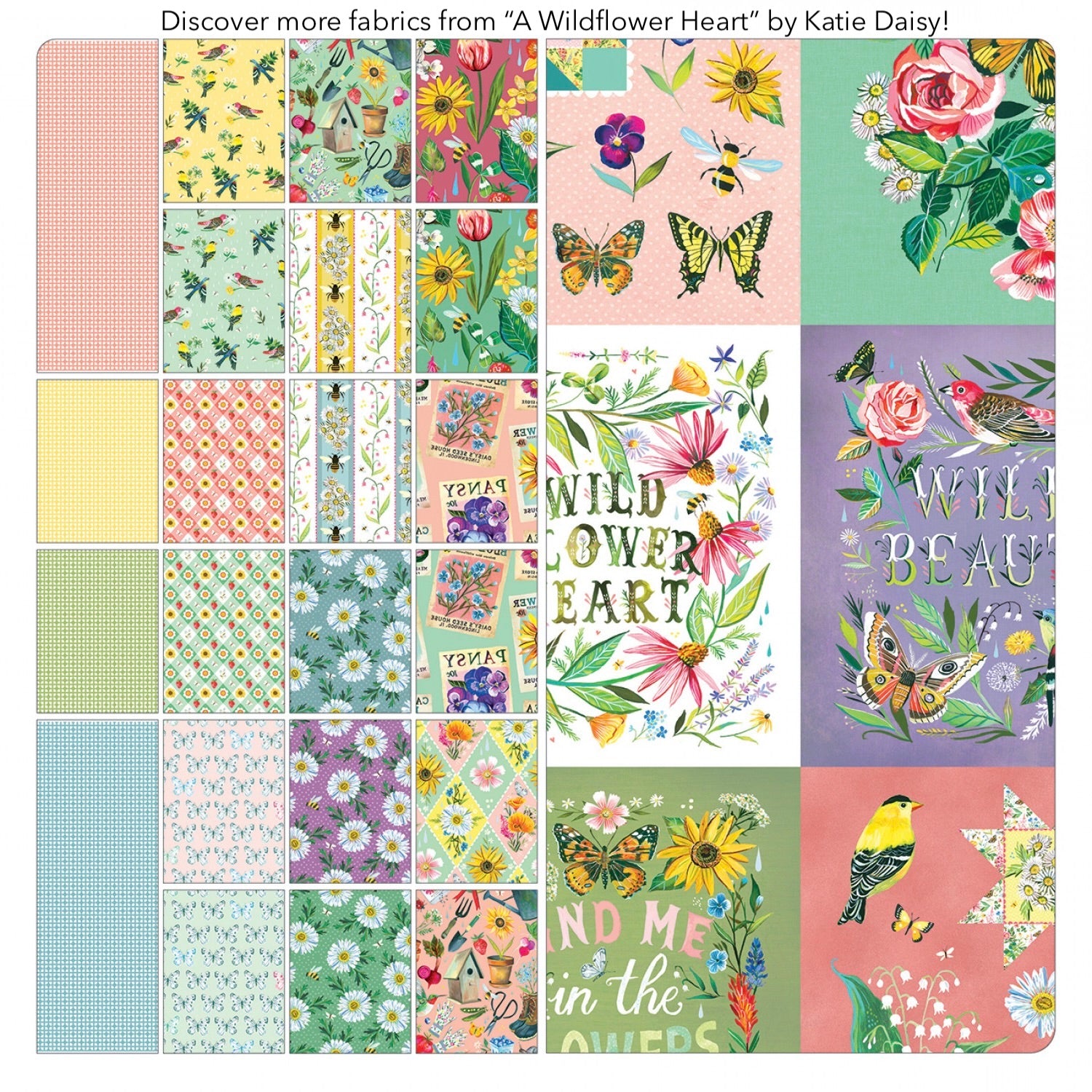 A Wildflower Heart | Katie's Garden - Light Teal by Katie Daisy for Benartex | 16511-80