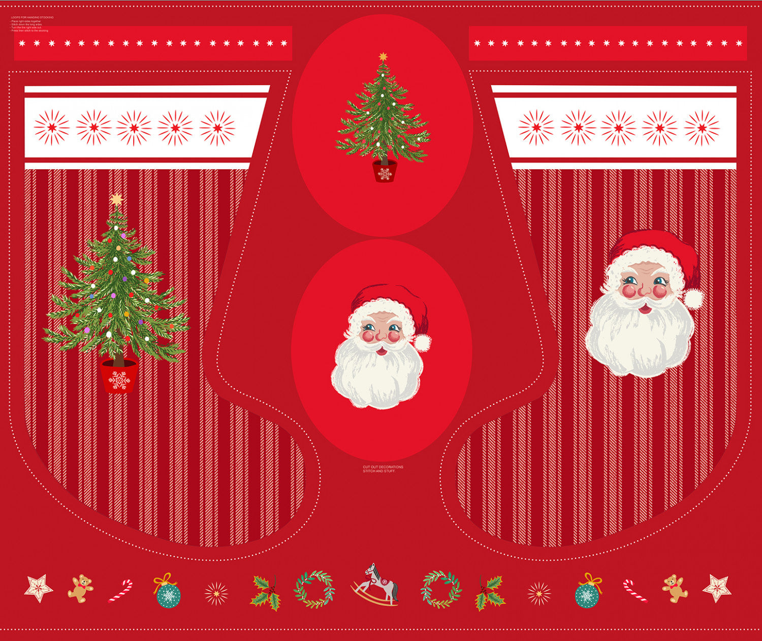 Oh Christmas Tree! | 1-Yard Santa Stocking Panel by Lewis & Irene