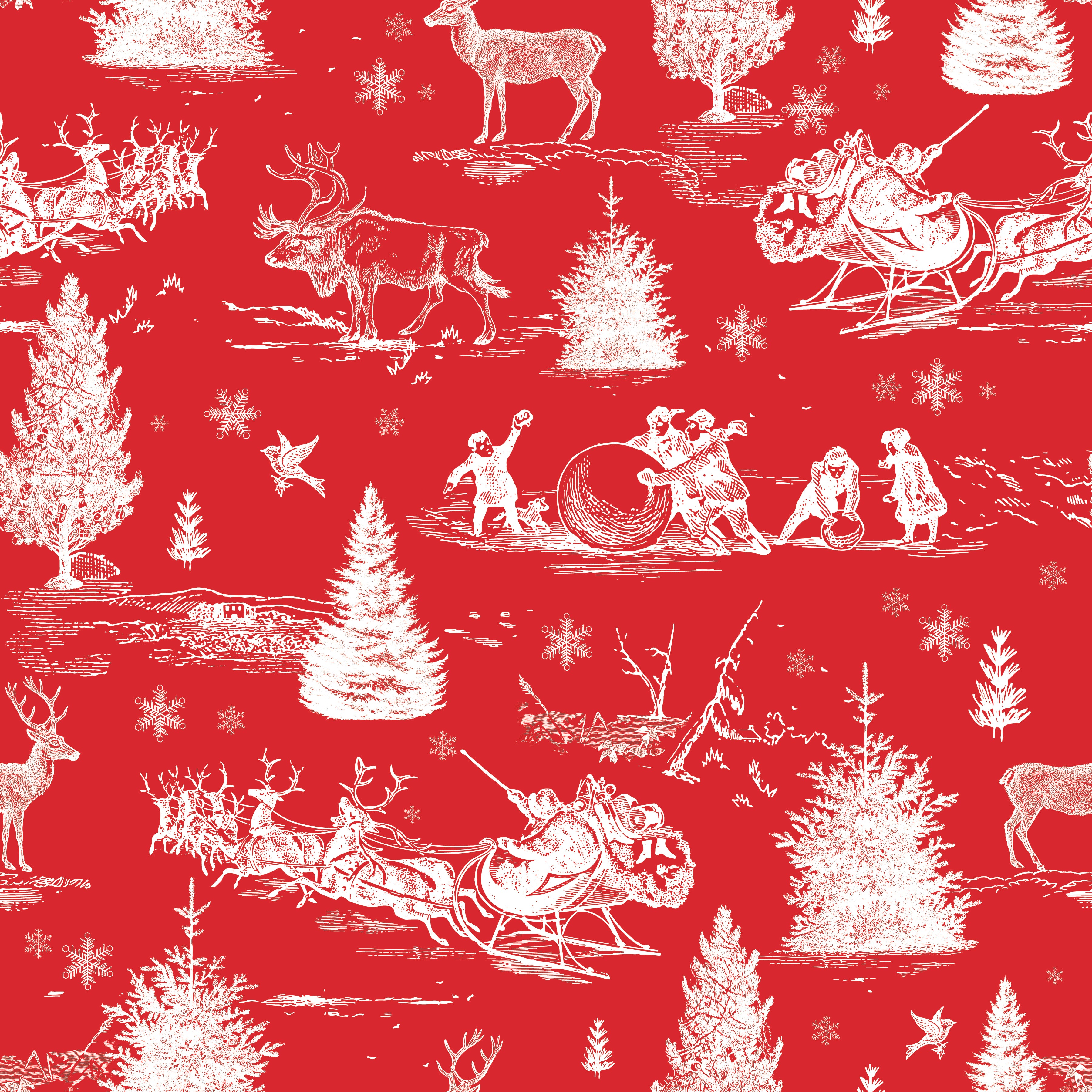 Peace on Earth | 108" Wide Backing - Christmas Scene Red by My Mind's Eye for Riley Blake | WB14207-RED