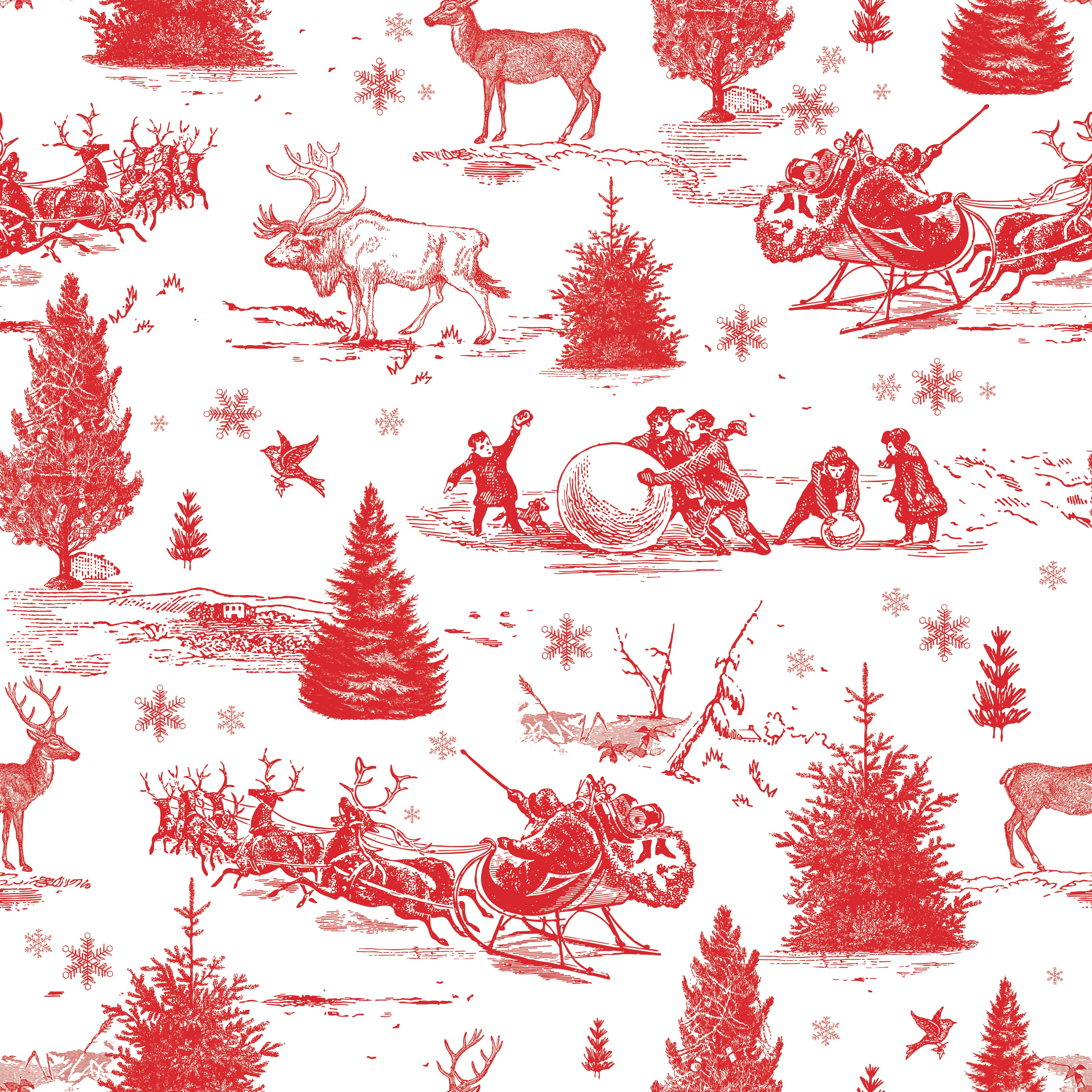 Peace on Earth | 108" Wide Backing - Christmas Scene White by My Mind's Eye for Riley Blake | WB14206-WHITE