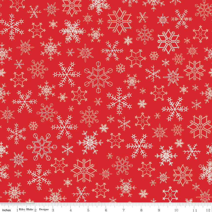 Peace on Earth | 108" Wide Backing - Snowflakes Red by My Mind's Eye for Riley Blake | WB14207-RED