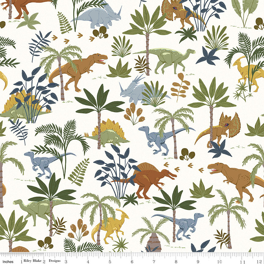 Cretaceous | Jungle Dinos Cream by Amanda Niederhauser for Riley Blake | C14101-CREAM