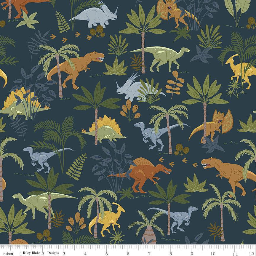 Cretaceous | Jungle Dinos Navy by Amanda Niederhauser for Riley Blake | C14101-NAVY