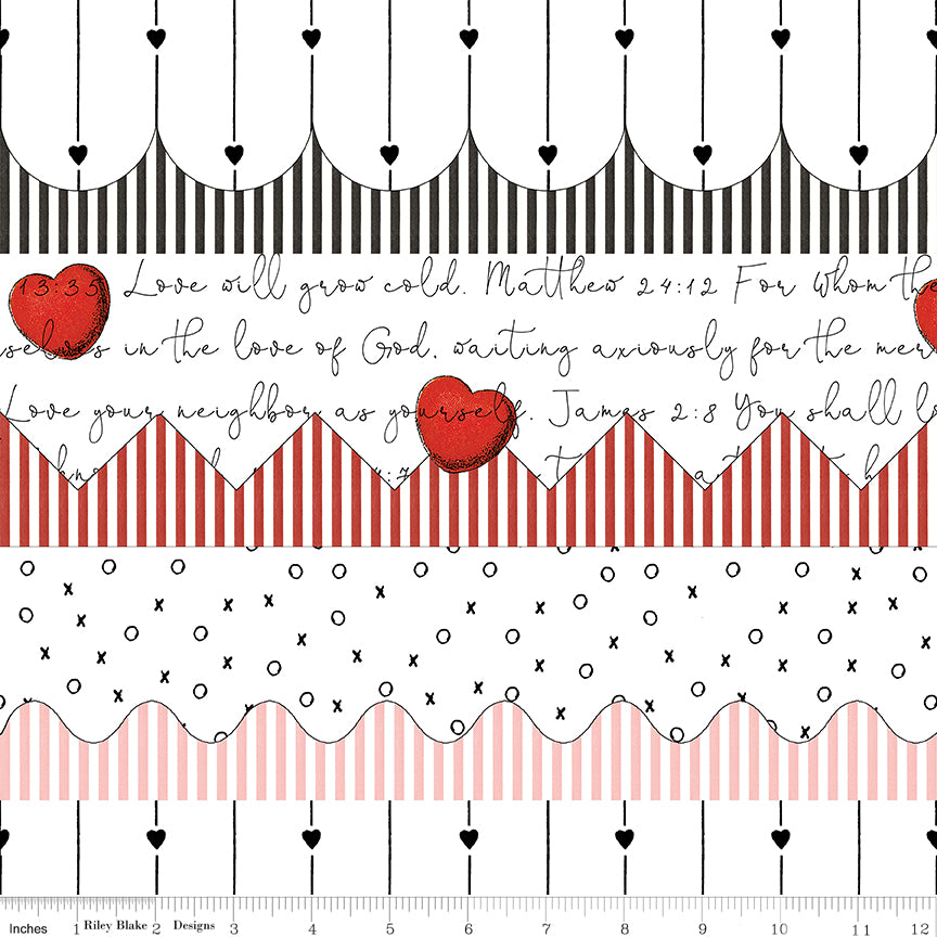 All My Heart | Trimmings Border Stripe White by J. Wecker Frisch for Riley Blake | C14132-WHITE