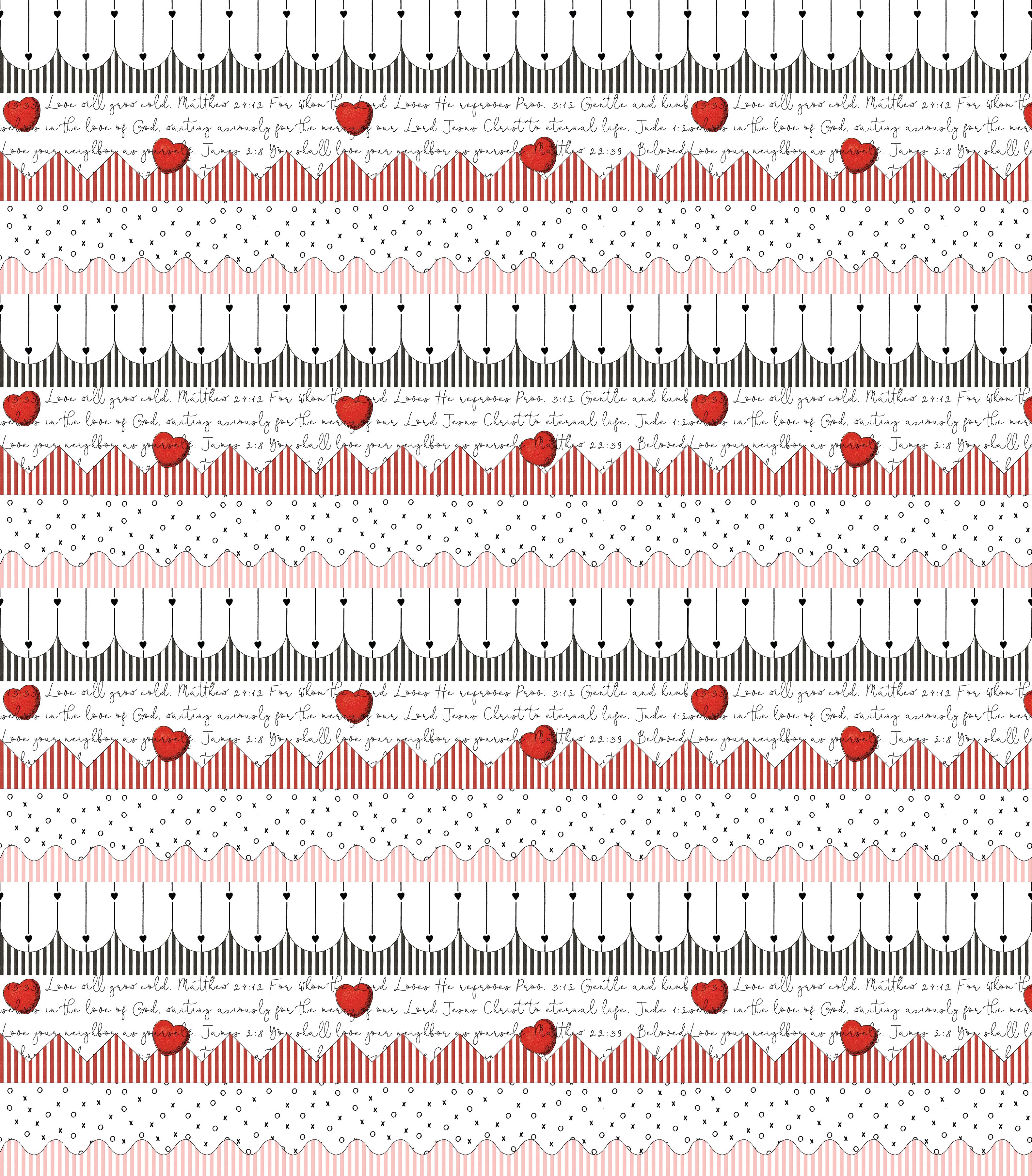 All My Heart | Trimmings Border Stripe White by J. Wecker Frisch for Riley Blake | C14132-WHITE