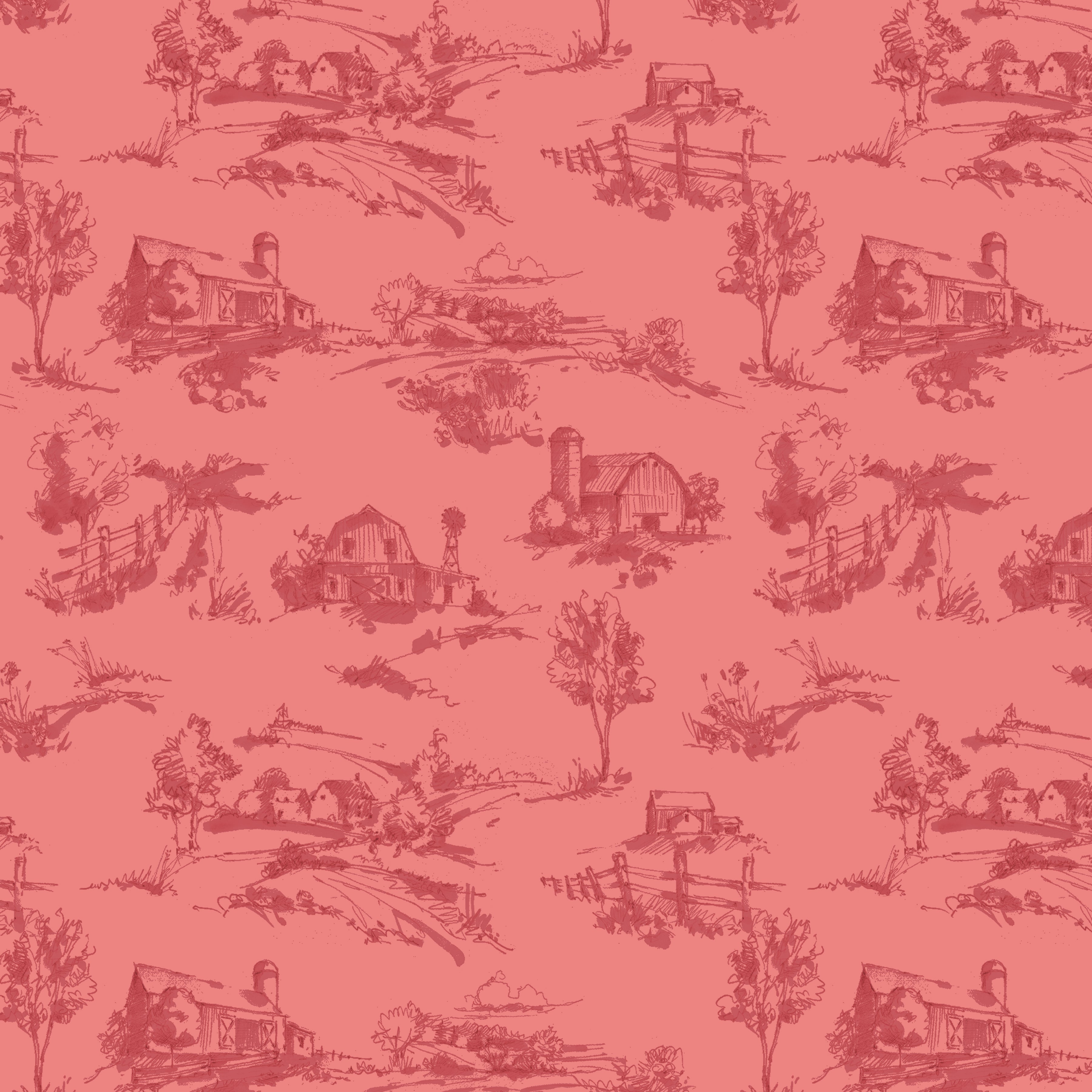 Countryside | Scenery Coral by Lisa Audit for Riley Blake | C14532-CORAL