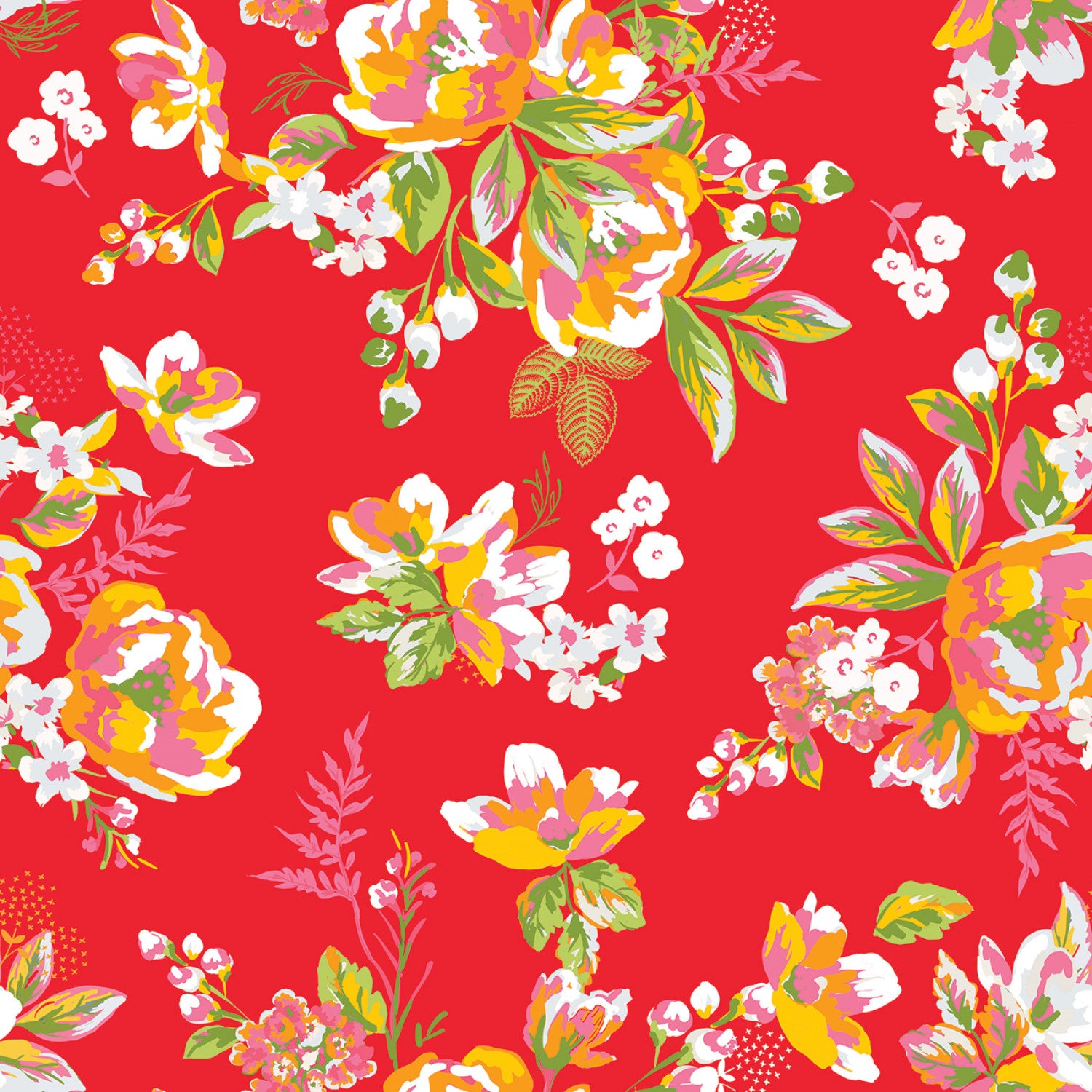 Picnic Florals - Main Red by My Mind's Eye for Riley Blake