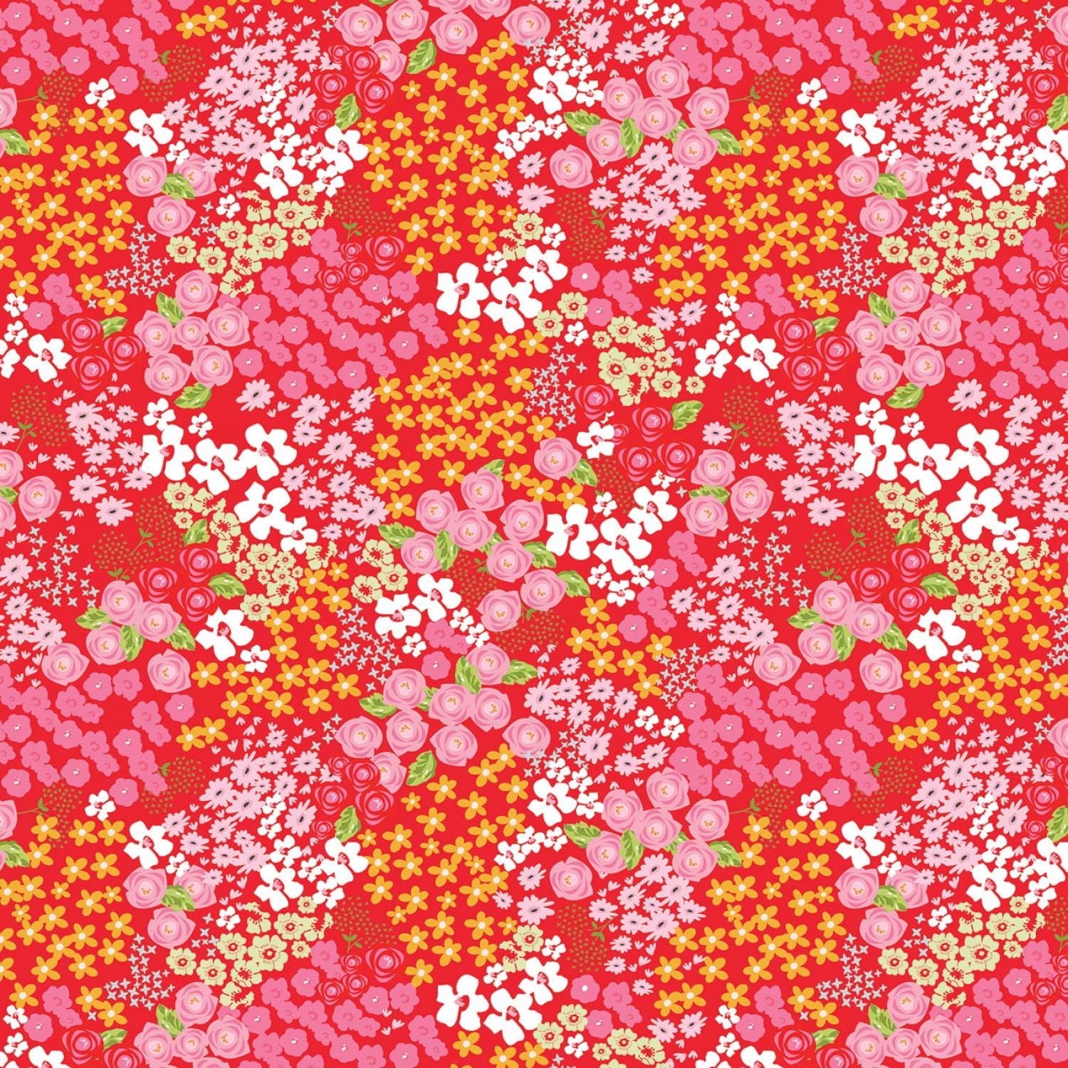 Picnic Florals - Flower Garden Red by My Mind's Eye for Riley Blake