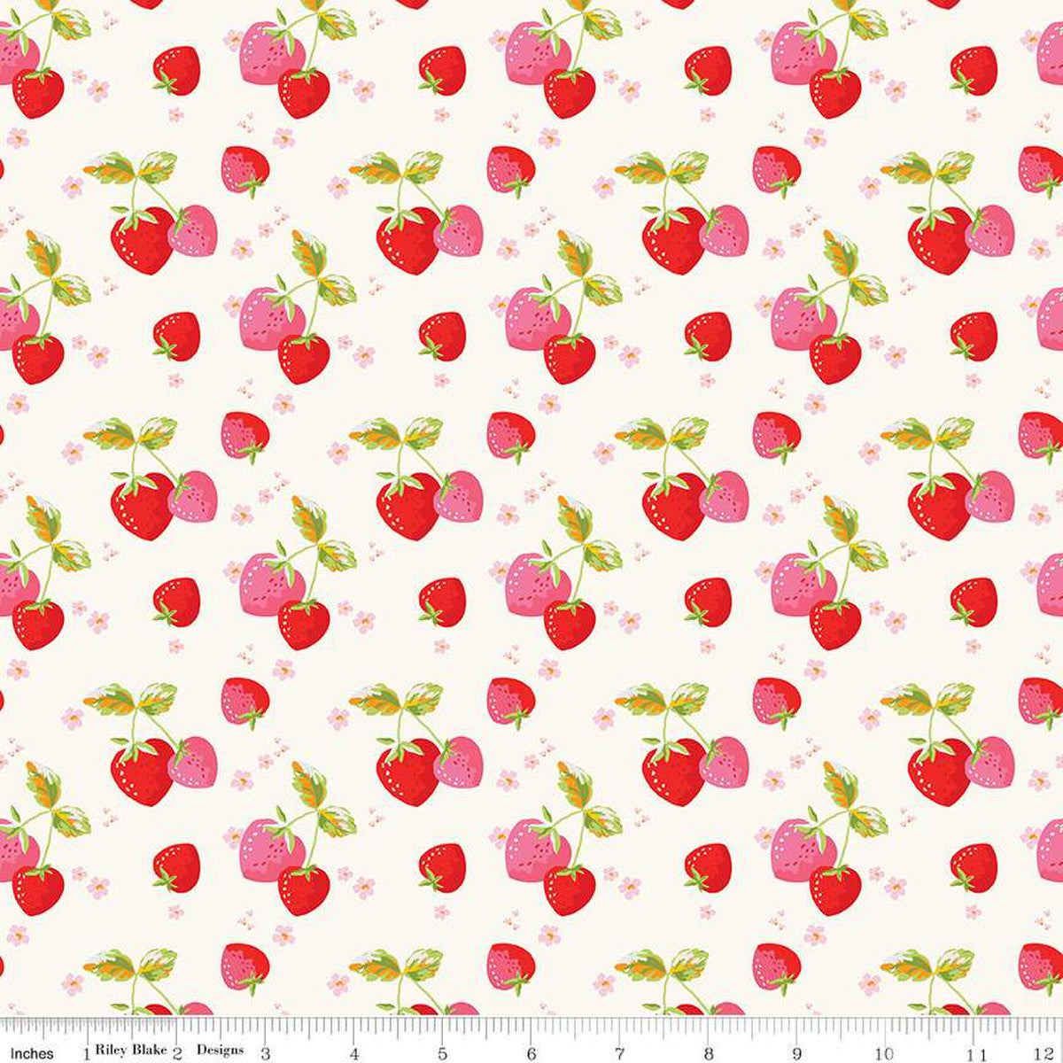 Picnic Florals - Strawberries Cream by My Mind's Eye for Riley Blake