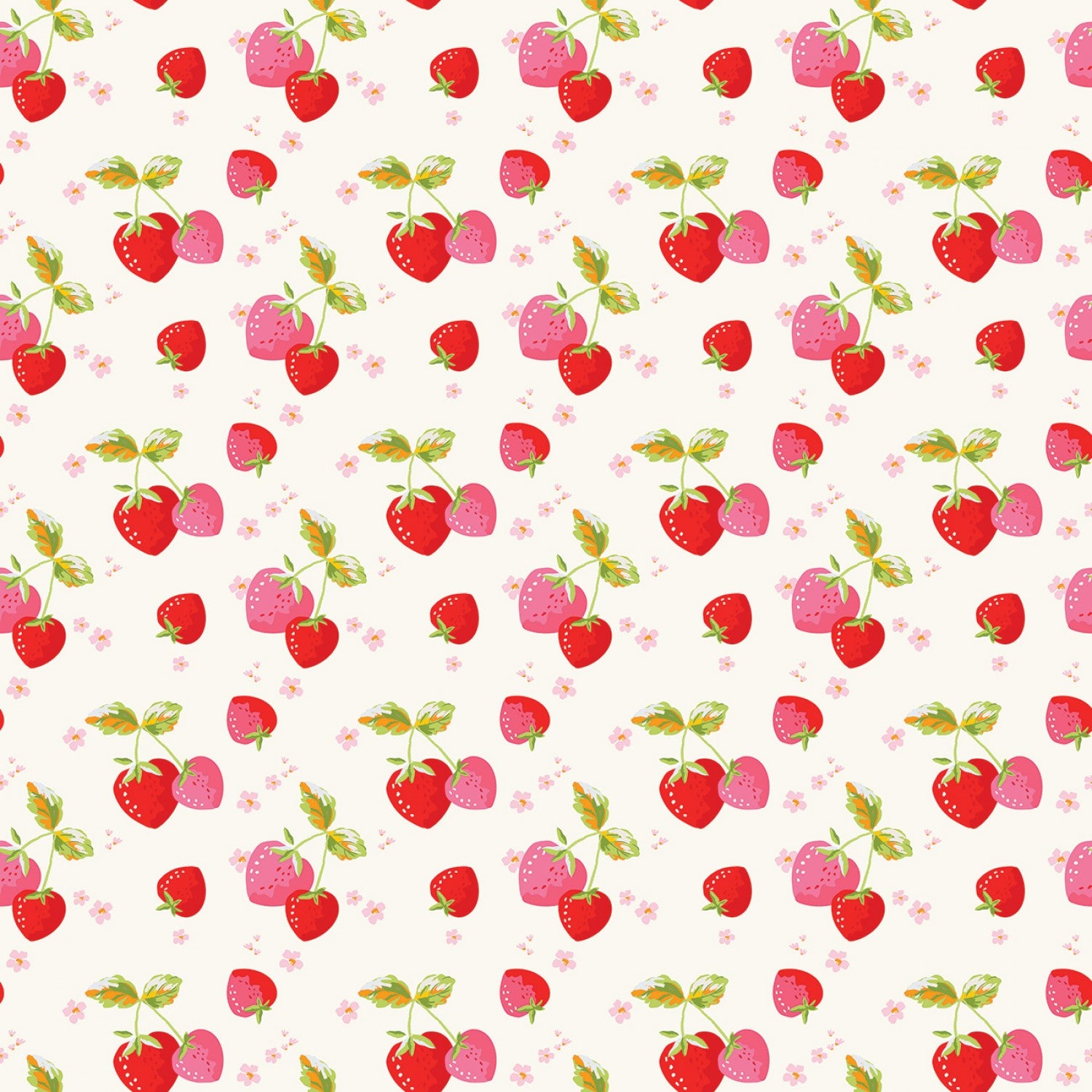 Picnic Florals - Strawberries Cream by My Mind's Eye for Riley Blake